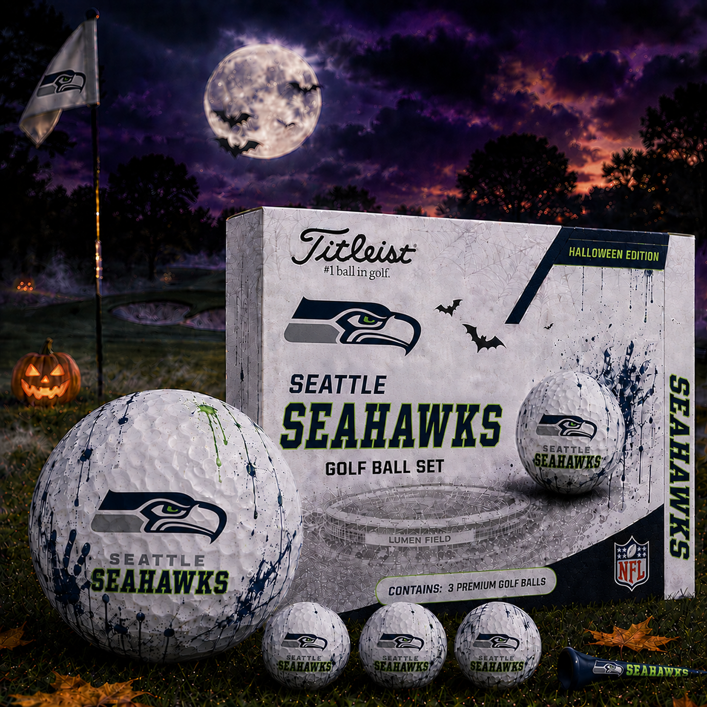 SEA x NFL Halloween Edition Golf Ball Set 3 Premium Golf Balls