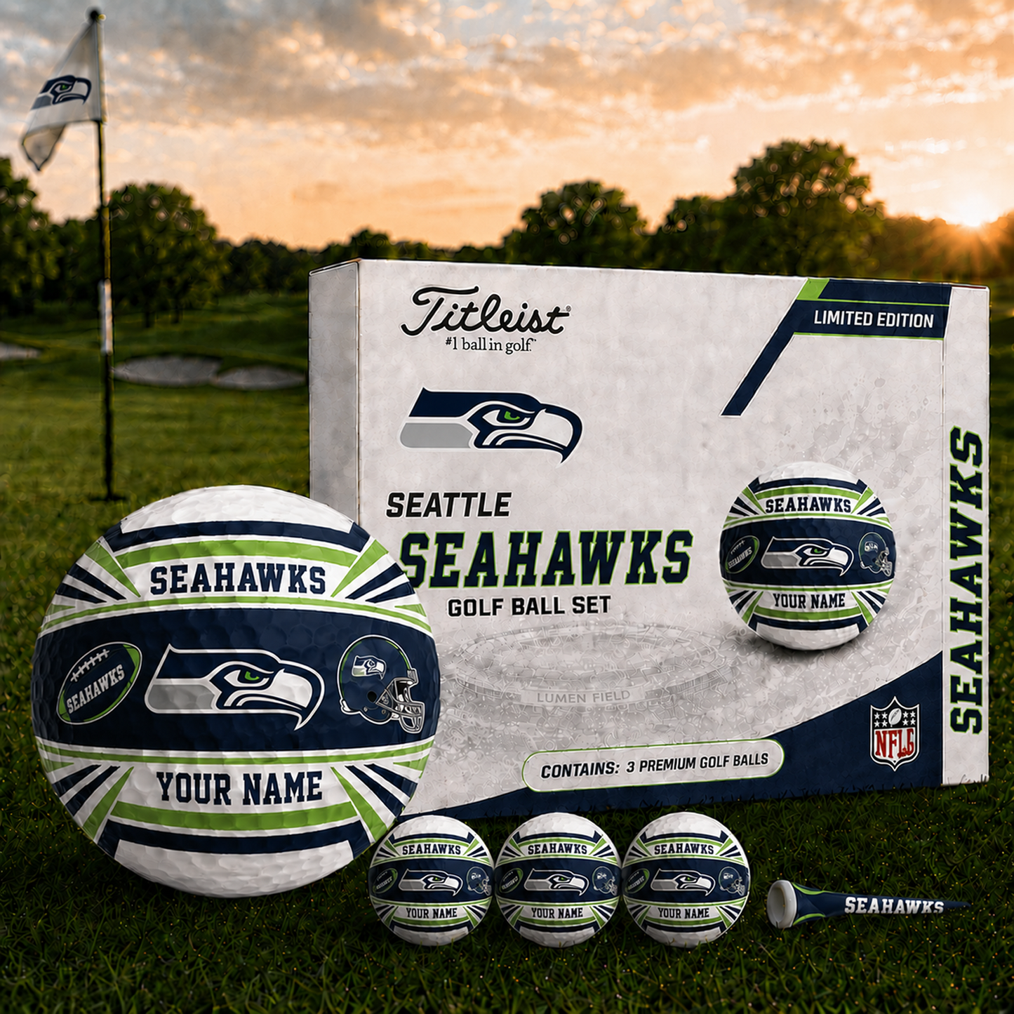 SEA x NFL Inspired Golf Ball Set 3 Premium Golf Balls V2