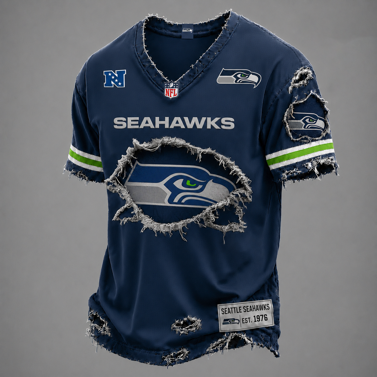 SEA x NFL LUXURY V-Neck T-Shirt V3 1906