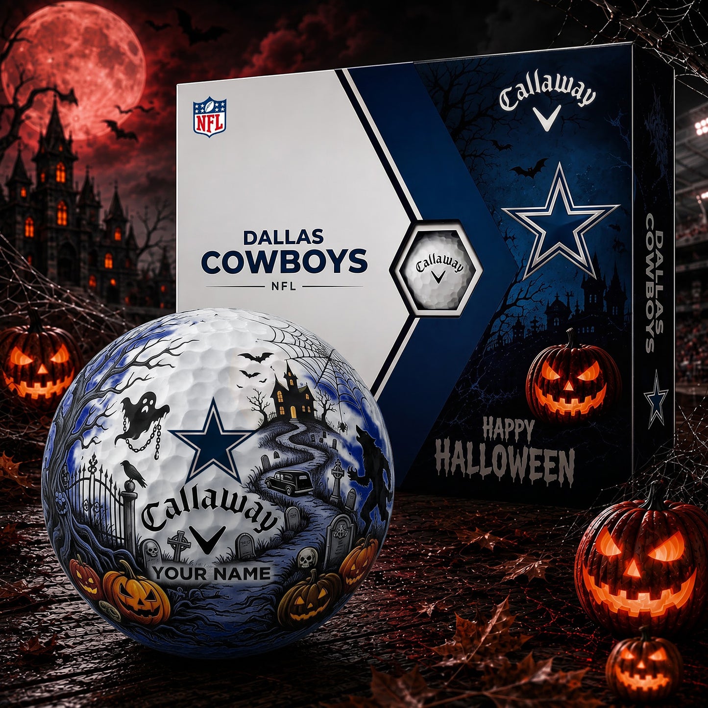 SIGNATURE NFL X DAL PERSONALIZED HALLOWEEN HAUNTED GOLF BALL – LIMITED EDITION NDT NHM 150826
