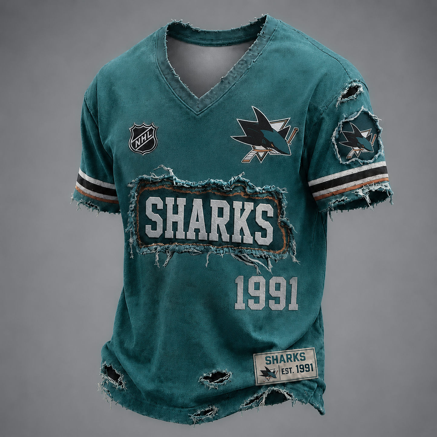 SJS x NHL LUXURY V-Neck T-Shirt 2705 DatND DVT