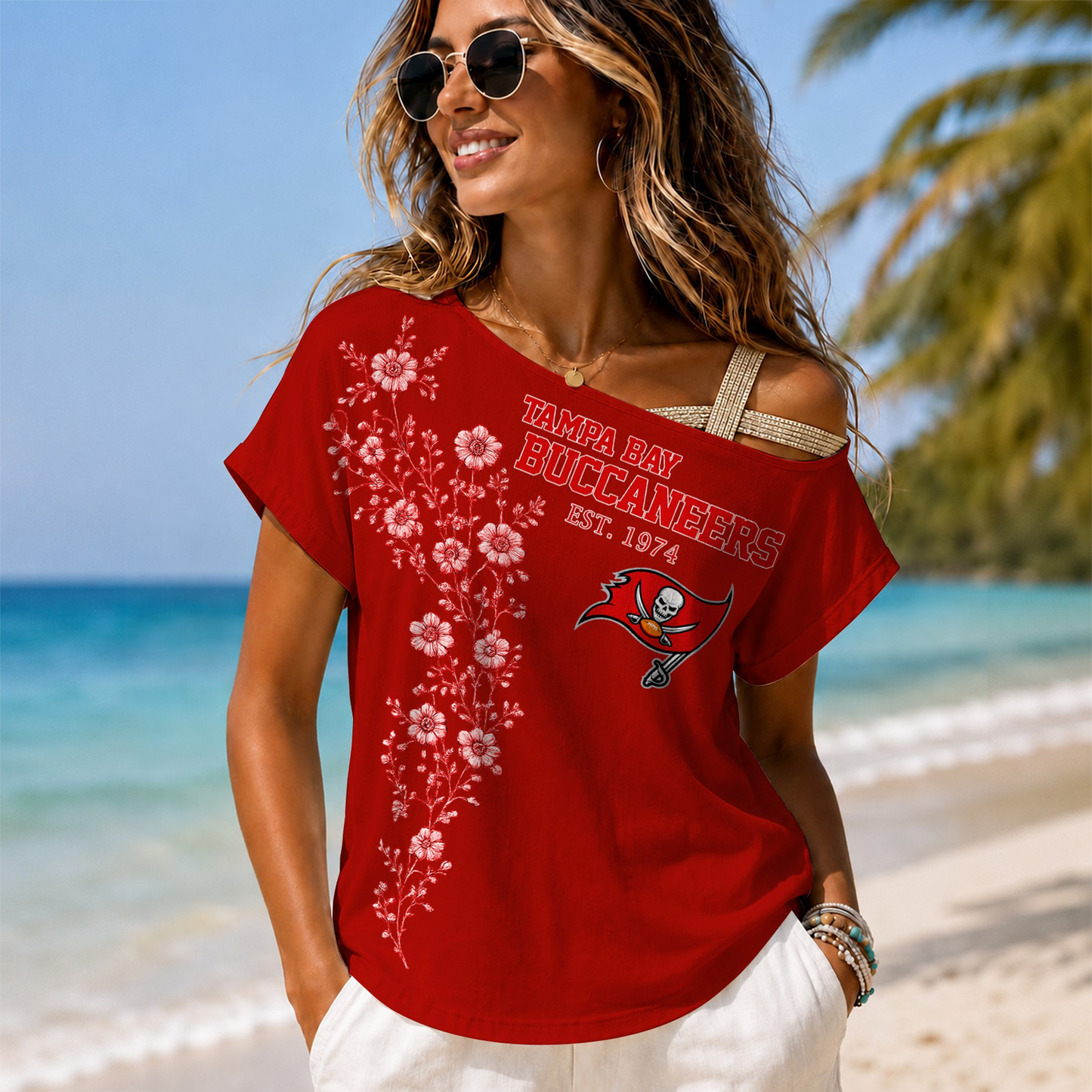 TB x NFL Slouchy Off-Shoulder T-Shirt