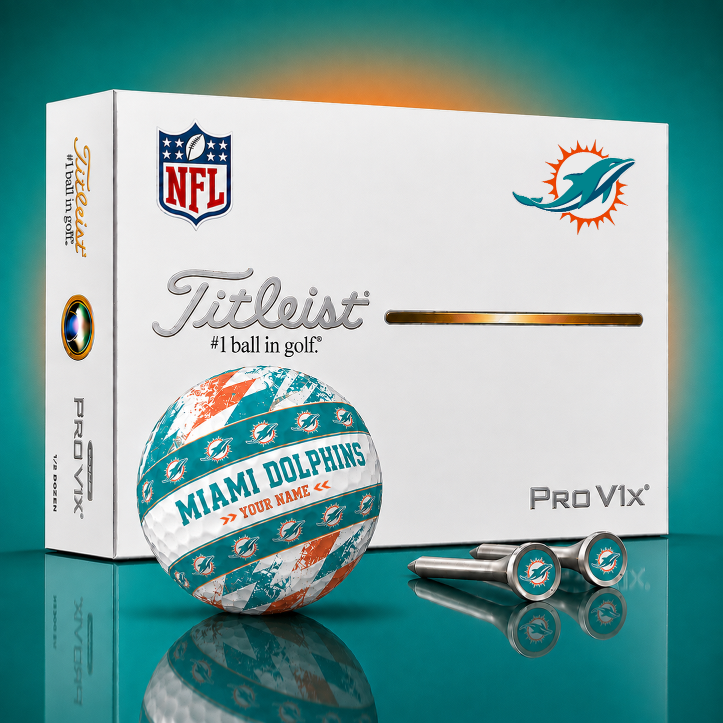 Titleist X Premium NFL MIA PERSONALIZED GOLF BALL LIMITED EDITION