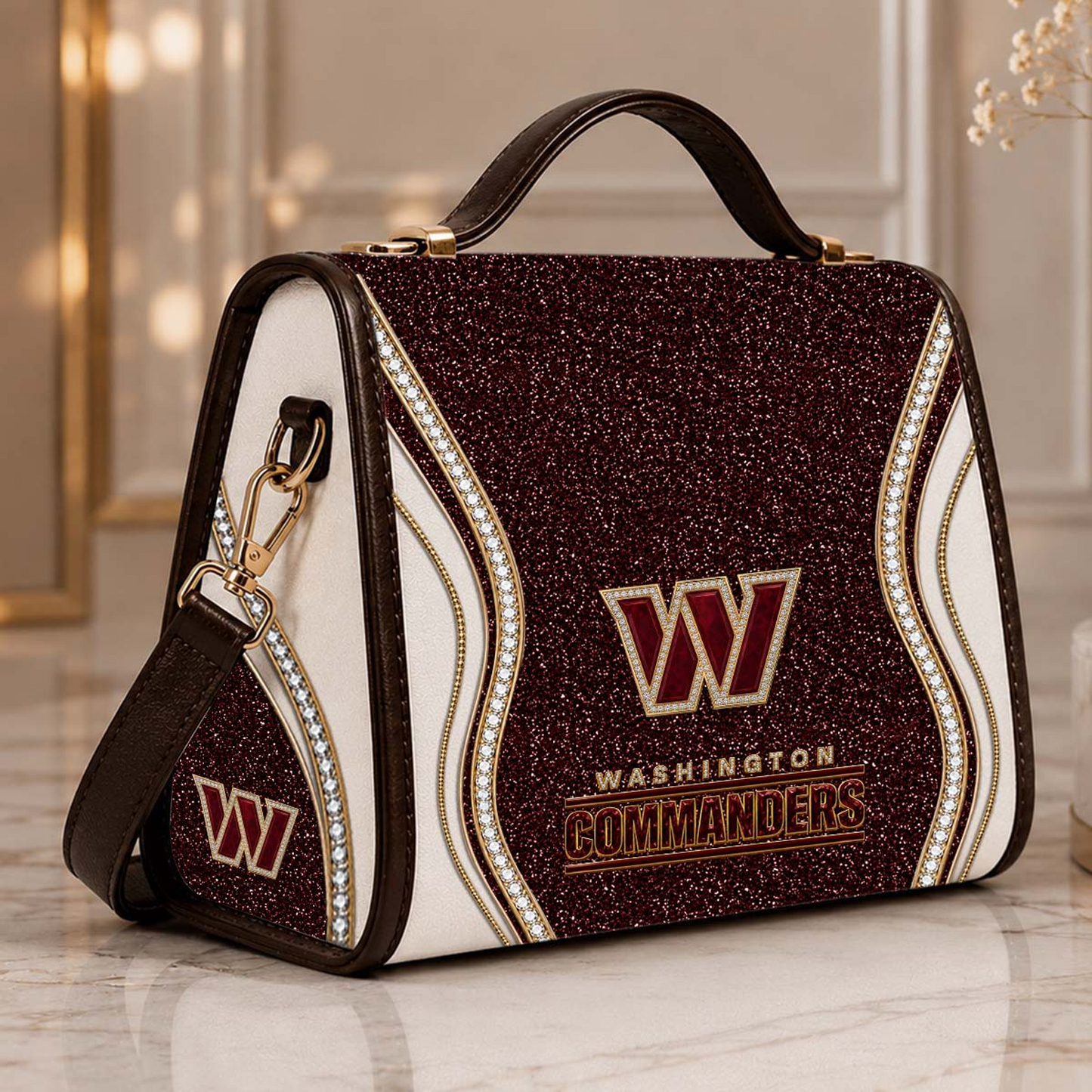 WAS x NFL Glitter Leather Handbag
