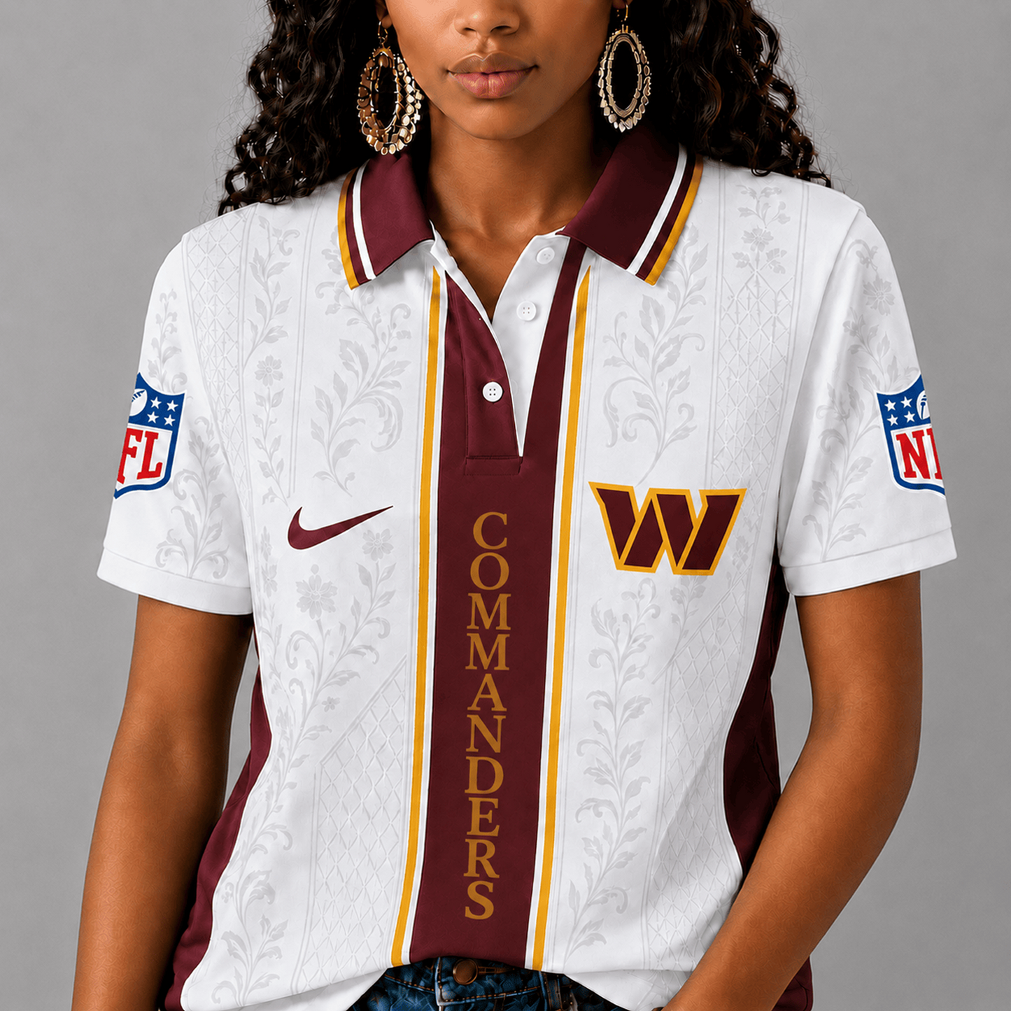 WAS x NFL Premium Floral Elegance Polo Shirt