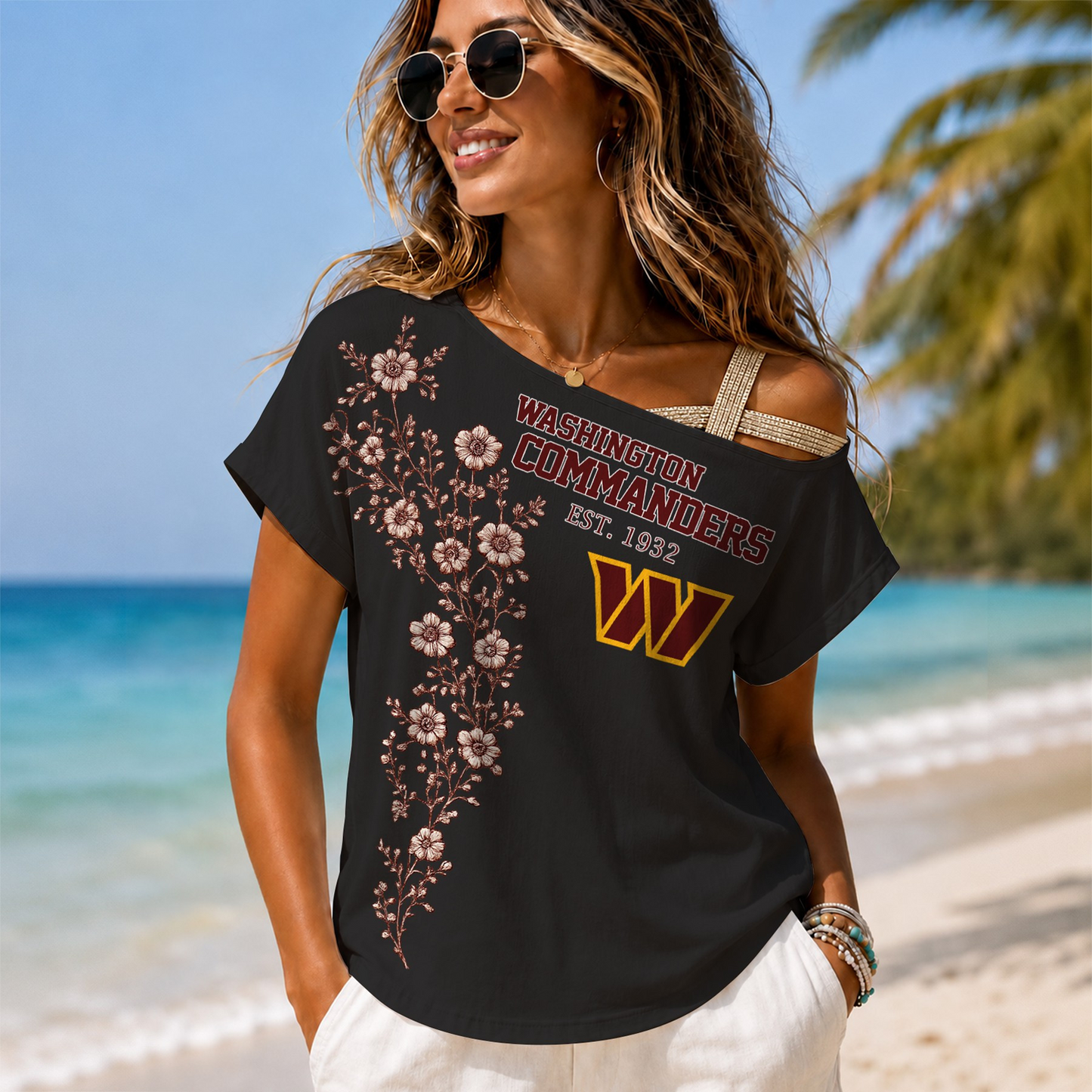 WAS x NFL Slouchy Off-Shoulder T-Shirt