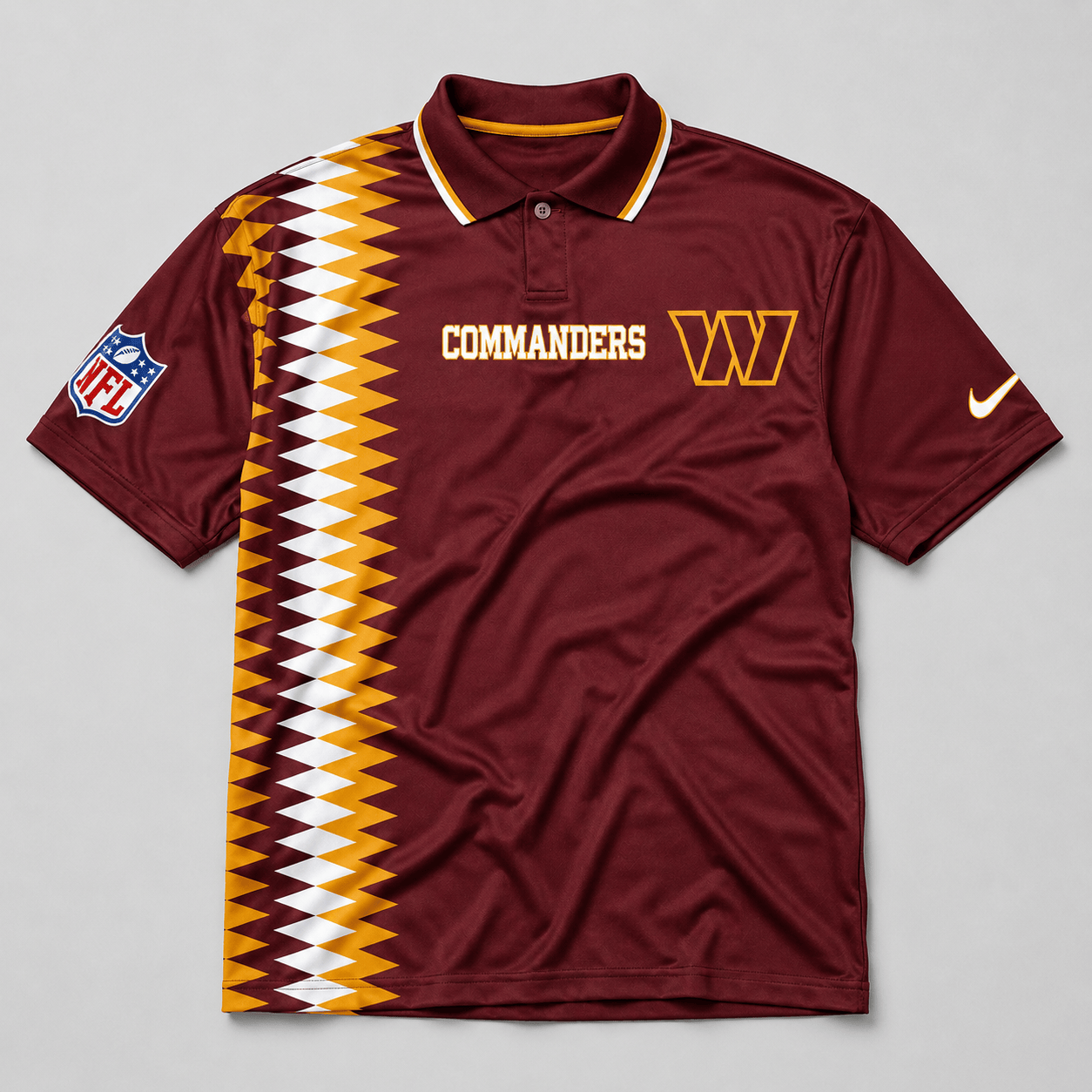 WC Premium NFL Men’s Sporty Zigzag Stripe Polo Shirt