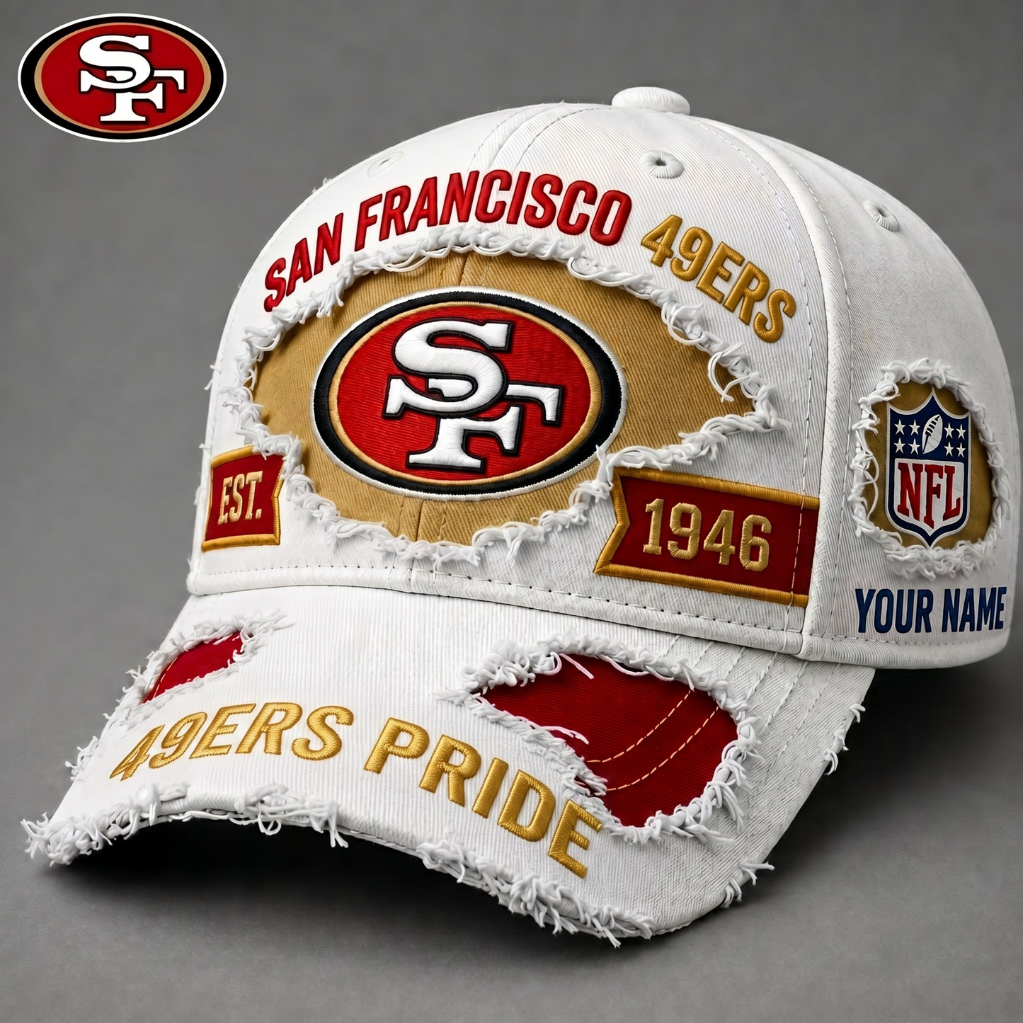 PREMIUM NFL X SF EXCLUSIVE PERSONALIZED CAP FOR GAME DAY