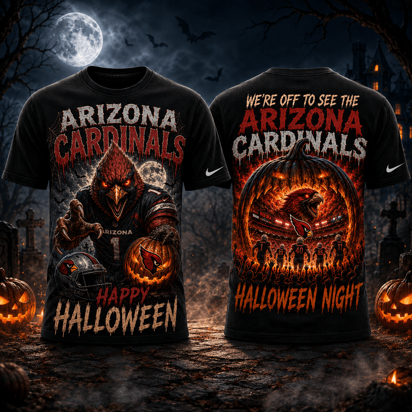 ARI x NFL Halloween Game Day 3D Shirt