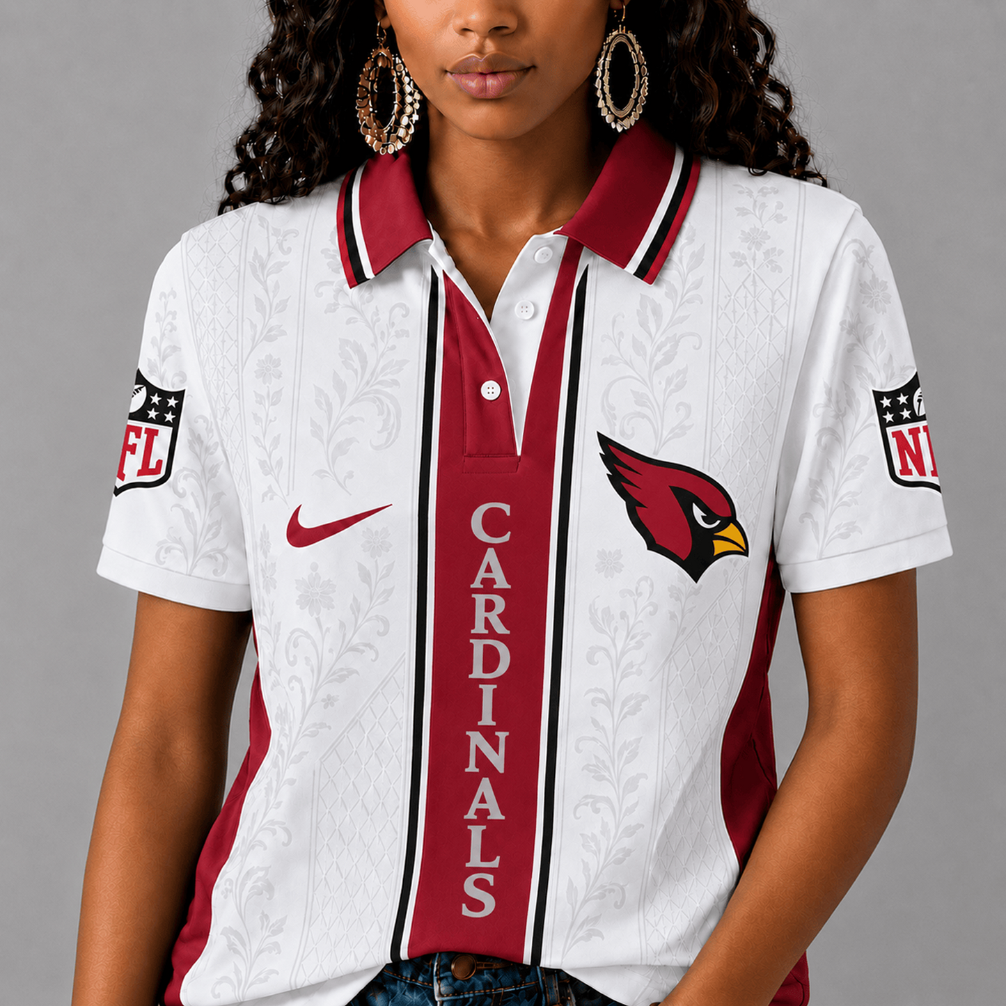 ARI x NFL Premium Floral Elegance Polo Shirt