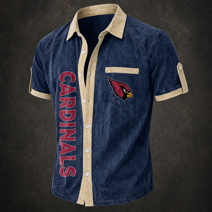 ARI x NFL Short-Sleeve Button-Up Sports Shirt