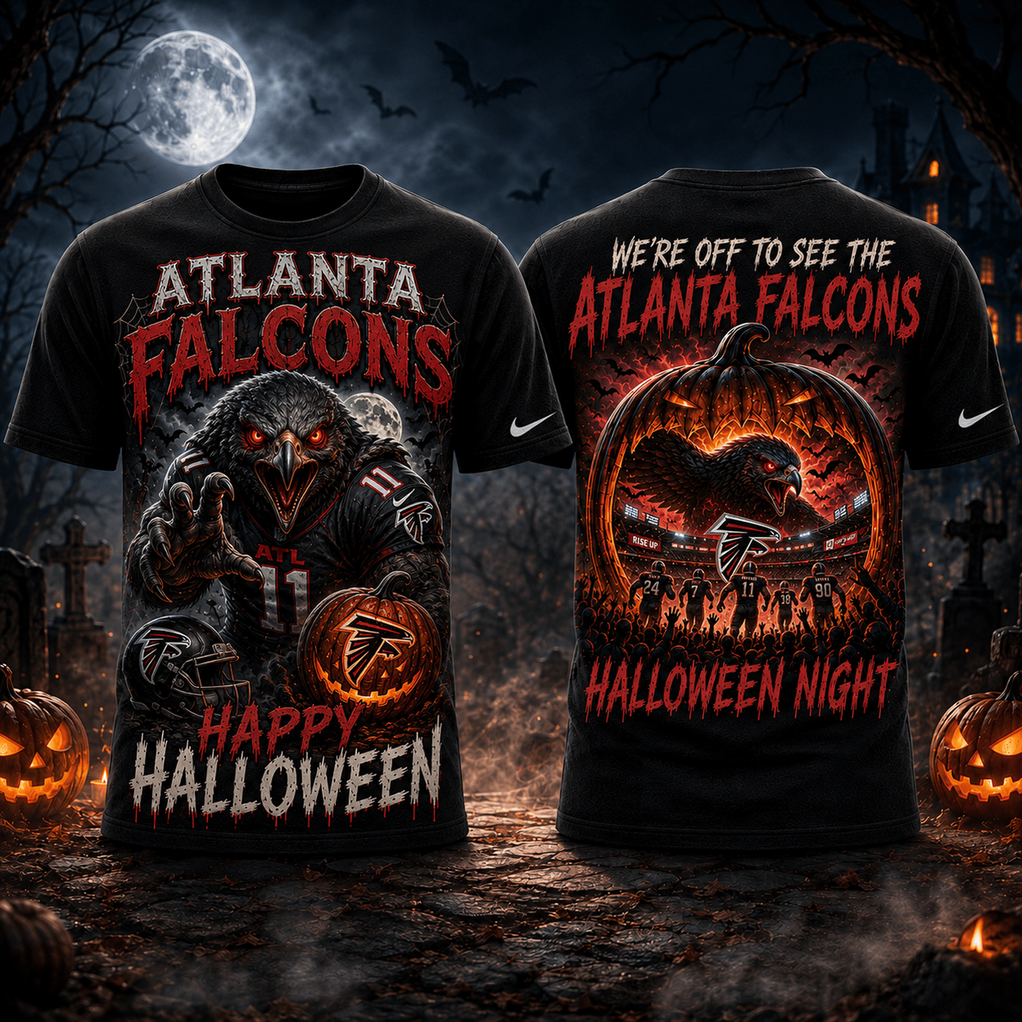 ATL x NFL Halloween Game Day 3D Shirt
