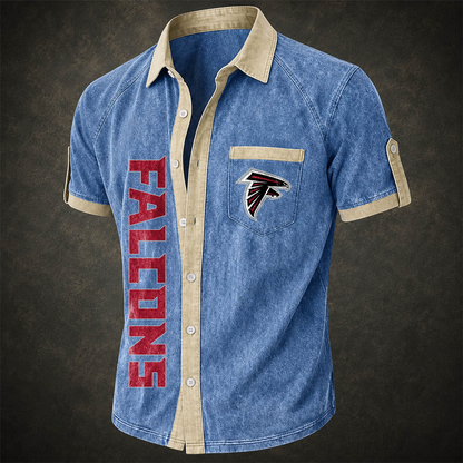 ATL x NFL Short-Sleeve Button-Up Sports Shirt