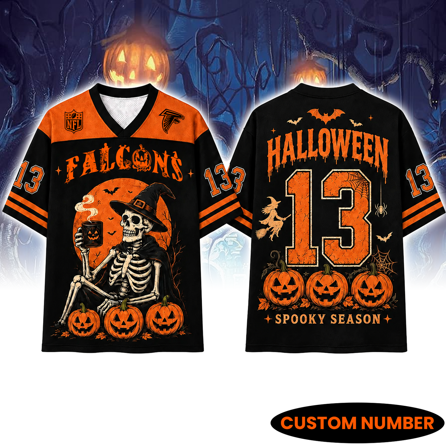 ATL x NFL Witch Skeleton Mesh Shirt