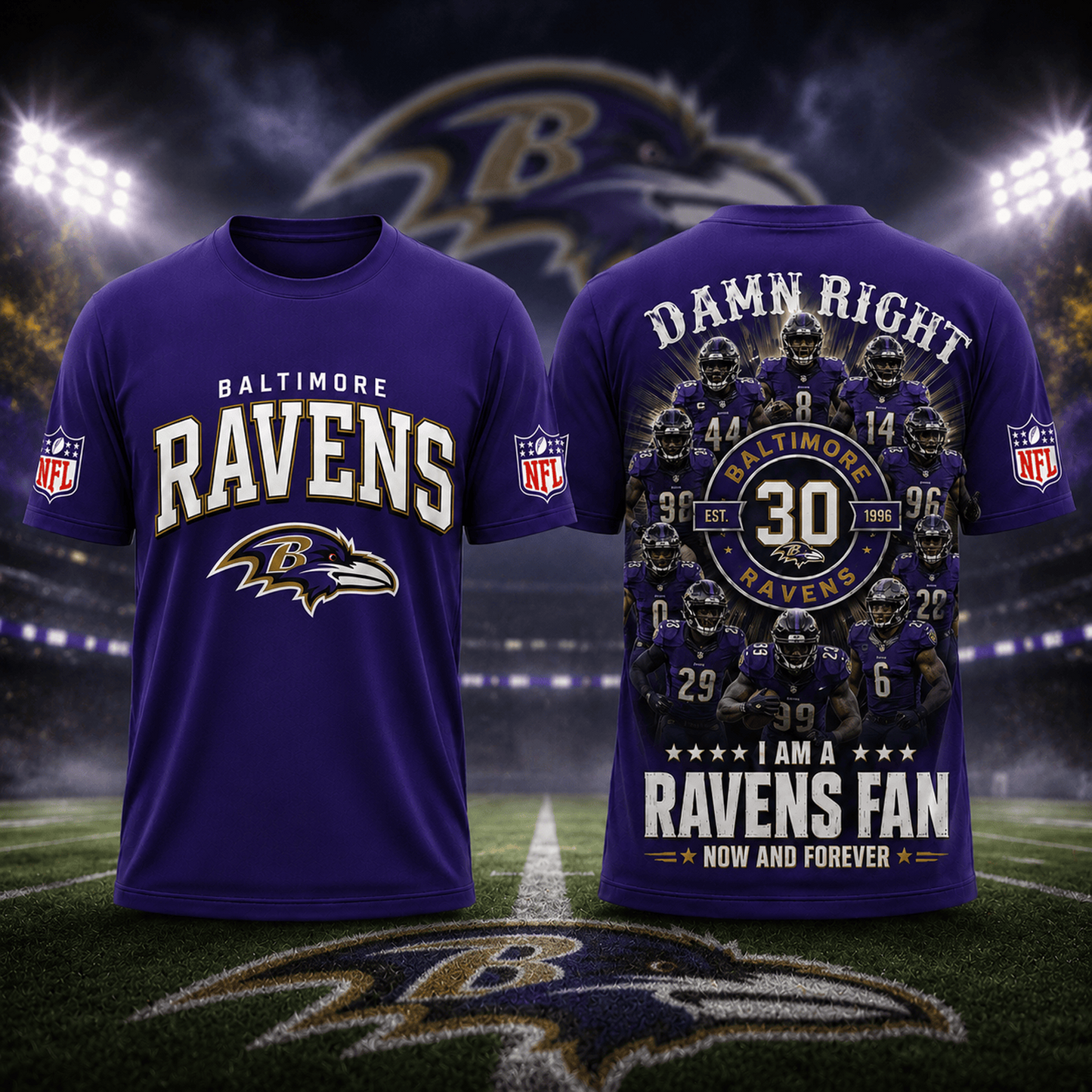 BAL x NFL Damn Right Forever Fan 3D Shirt