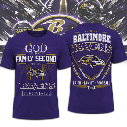 BAL x NFL Faith, Family, Football 3D Shirt