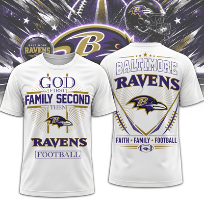 BAL x NFL Faith, Family, Football 3D Shirt