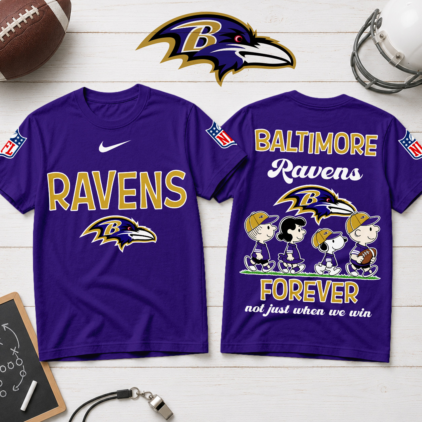 BAL x NFL Forever ƒ?? Peanuts Football Fan 3D Shirt 2007