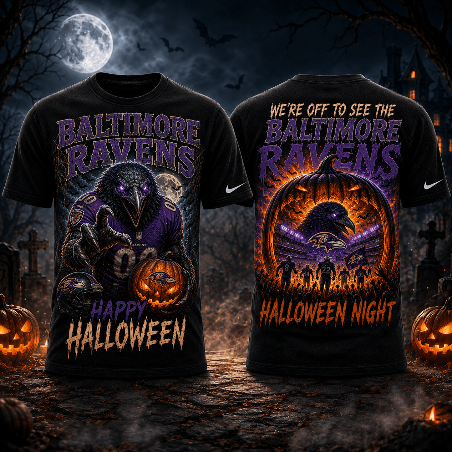 BAL x NFL Halloween Game Day 3D Shirt