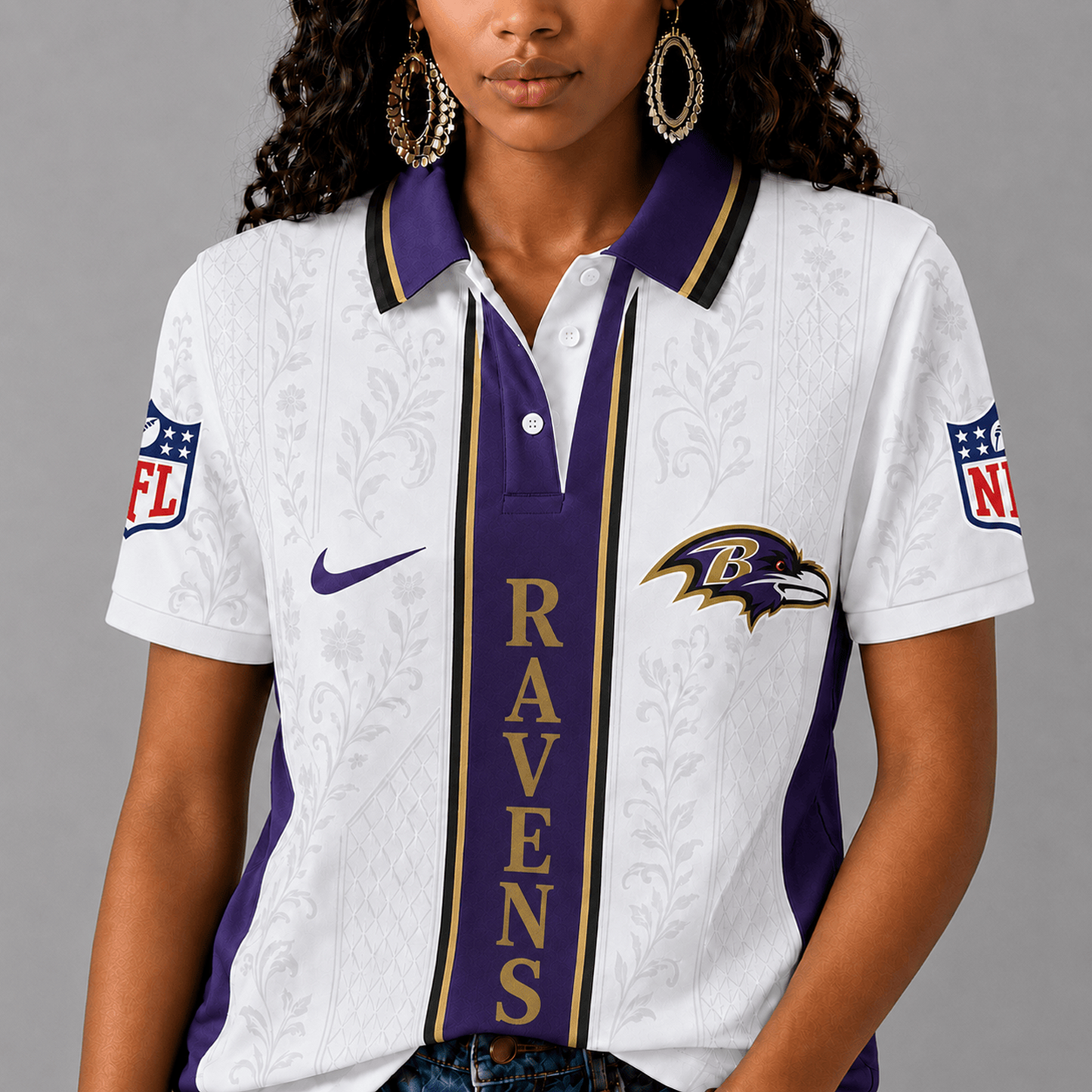 BAL x NFL Premium Floral Elegance Polo Shirt