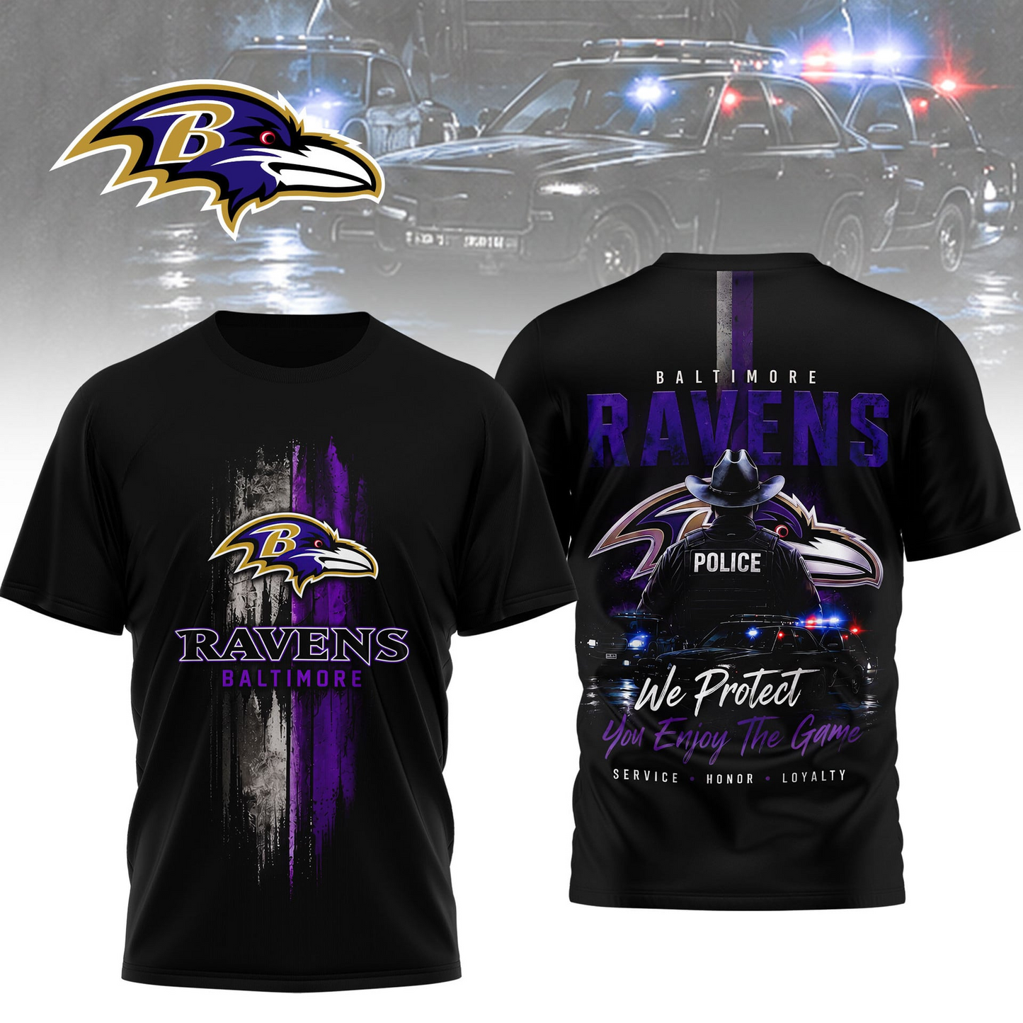 BAL x NFL Premium Police Tribute Team 3D Shirt