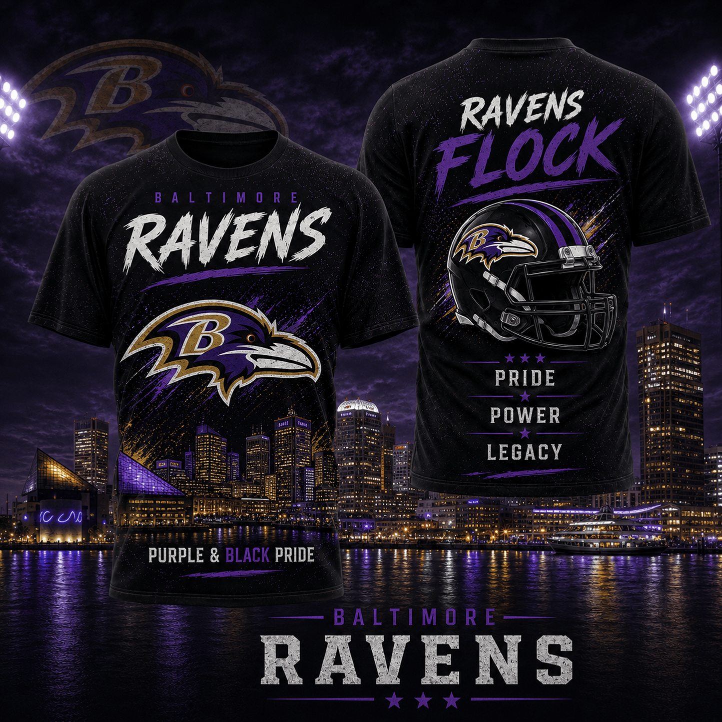 BAL x NFL Premium Skyline Pride Football T-Shirt