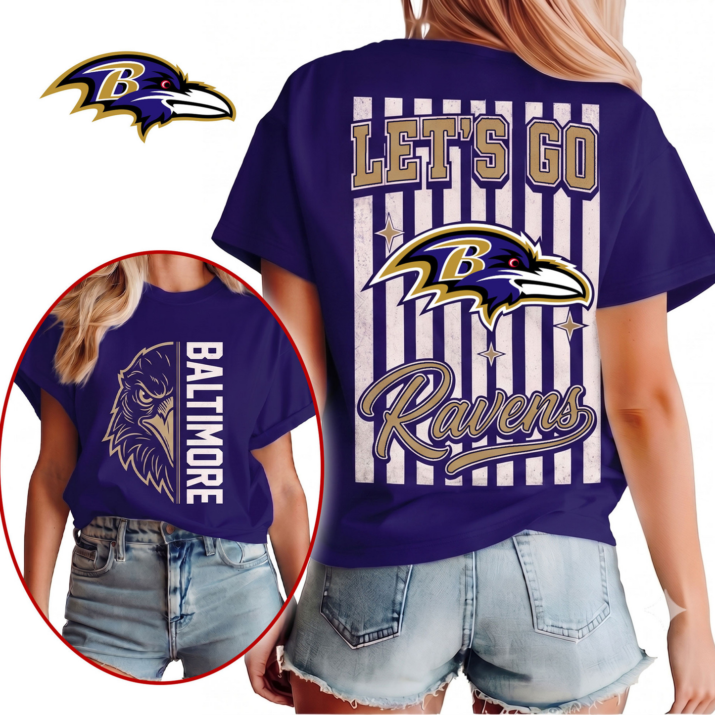 BAL x NFL Premium Victory Stripe 3D Shirt