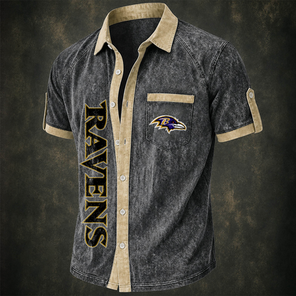 BAL x NFL Short-Sleeve Button-Up Sports Shirt