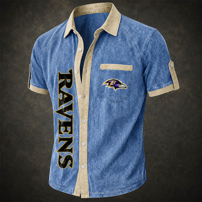 BAL x NFL Short-Sleeve Button-Up Sports Shirt