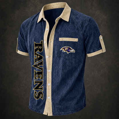 BAL x NFL Short-Sleeve Button-Up Sports Shirt