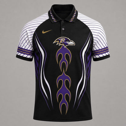 BR Premium NFL Flame Stripe Athletic Polo Shirt