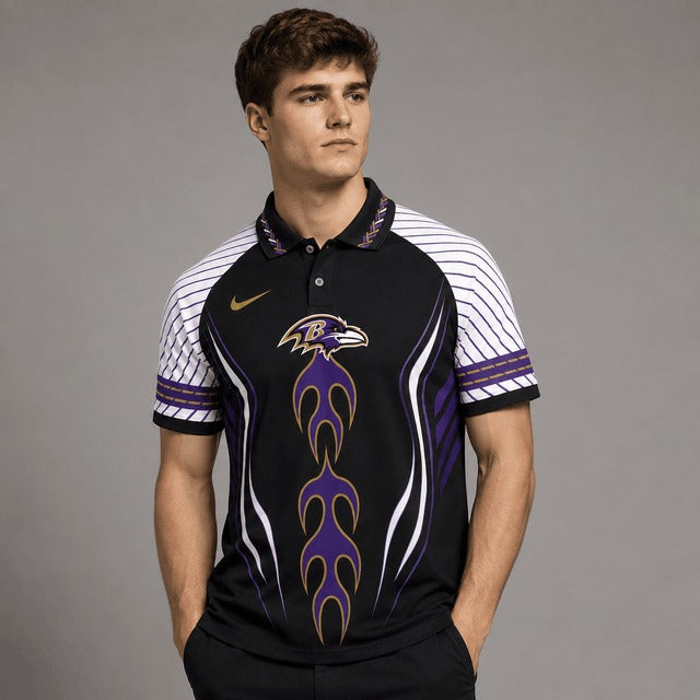 BR Premium NFL Flame Stripe Athletic Polo Shirt