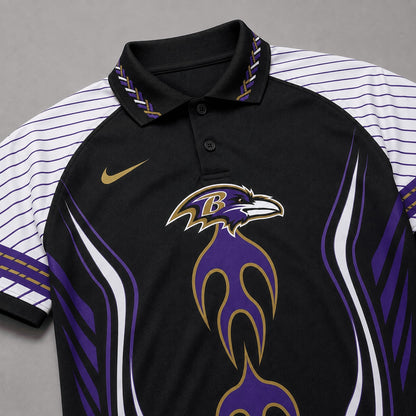 BR Premium NFL Flame Stripe Athletic Polo Shirt