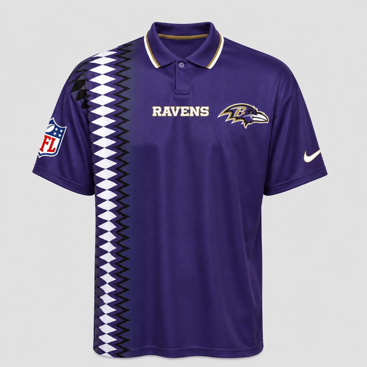 BR Premium NFL Men’s Sporty Zigzag Stripe Polo Shirt