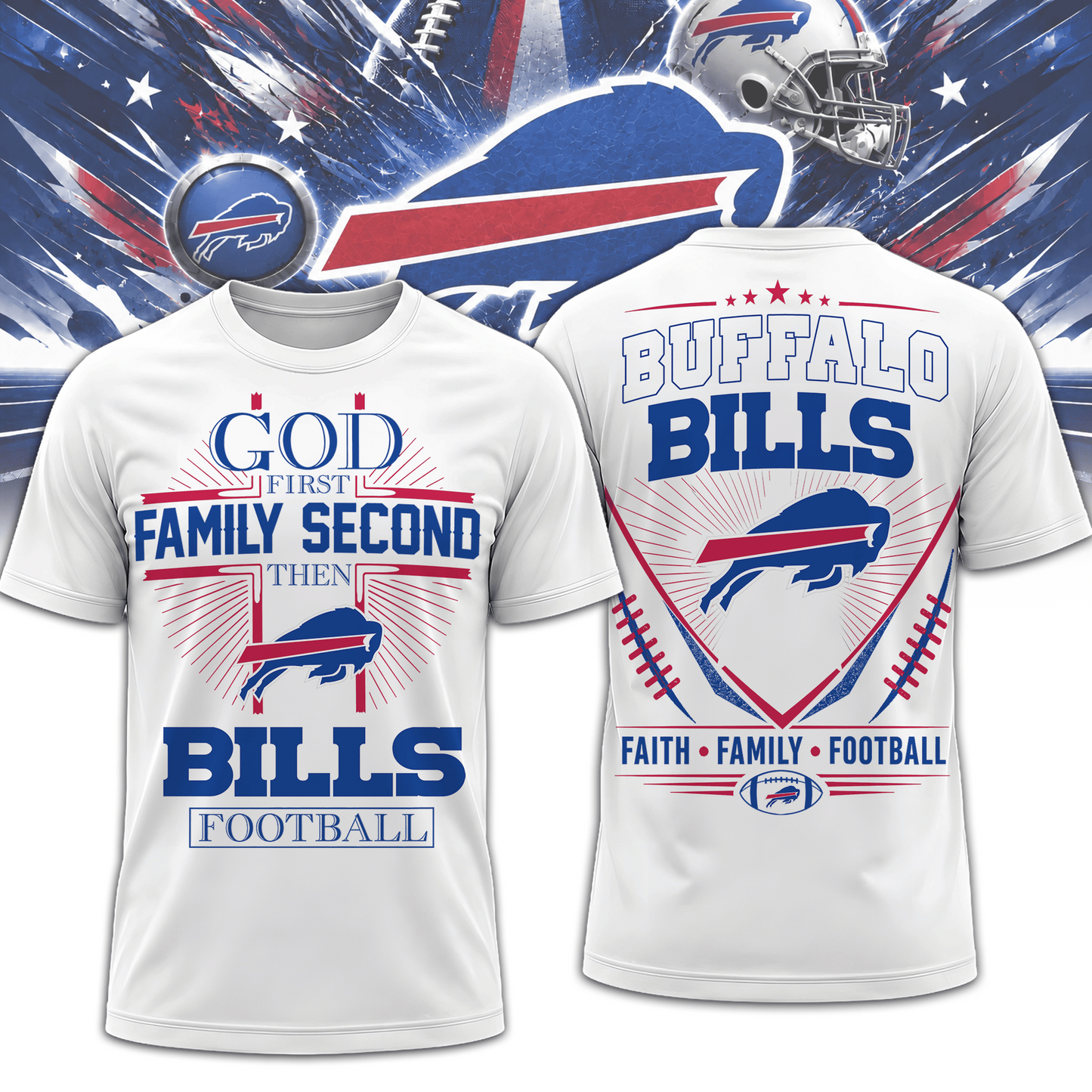 BUF x NFL Faith, Family, Football 3D Shirt