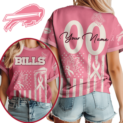 BUF x NFL Premium Butterfly Ribbon Custom 3D Shirt
