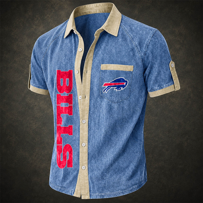 BUF x NFL Short-Sleeve Button-Up Sports Shirt
