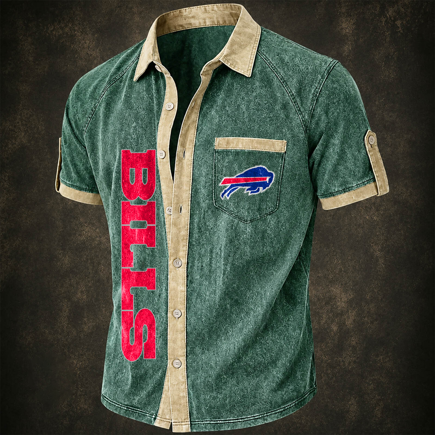 BUF x NFL Short-Sleeve Button-Up Sports Shirt