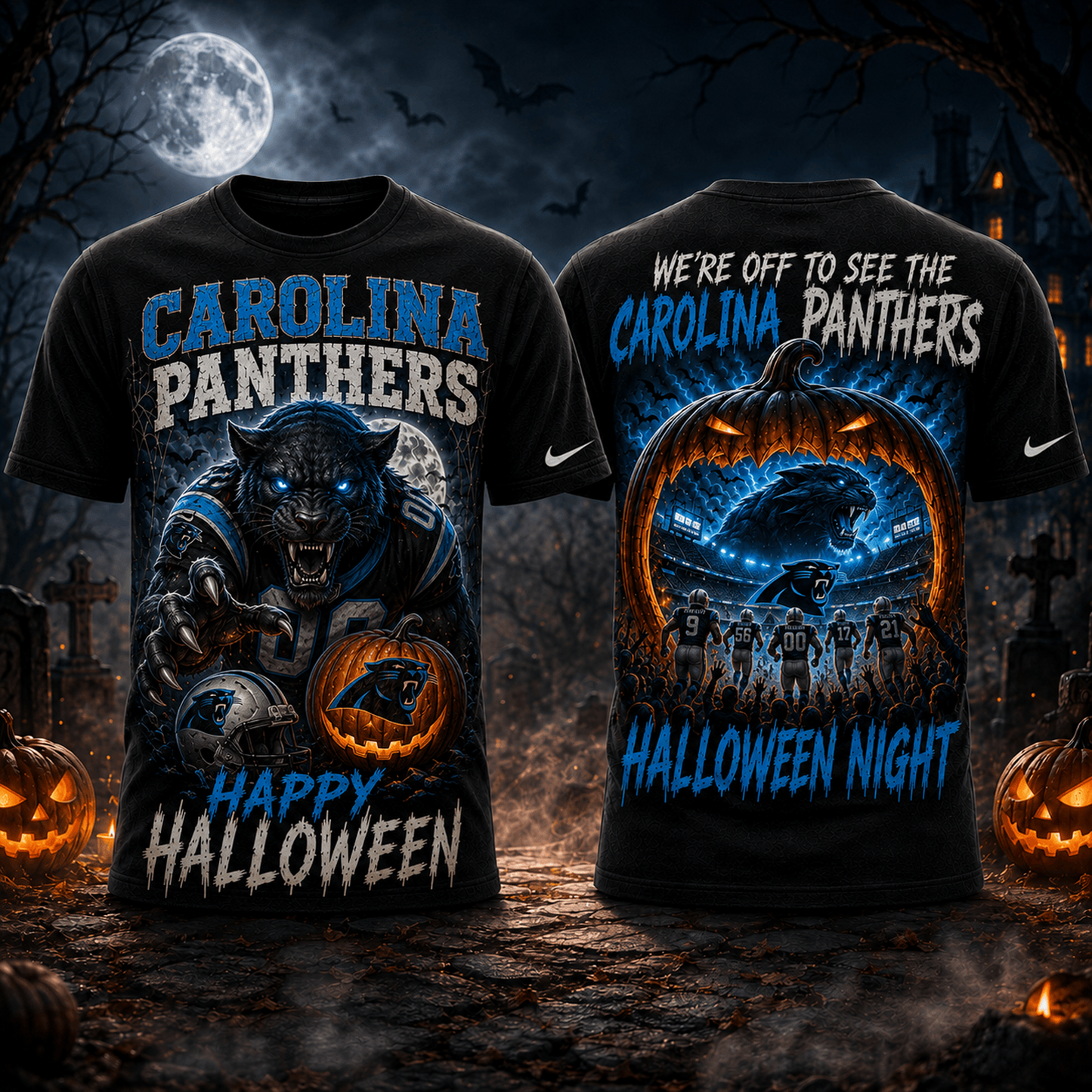 CAR x NFL Halloween Game Day 3D Shirt