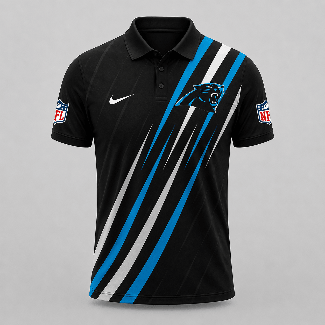 CAR x NFL Premium Athletic Stripe Polo Shirt