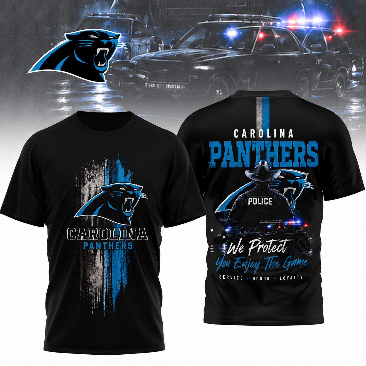 CAR x NFL Premium Police Tribute Team 3D Shirt