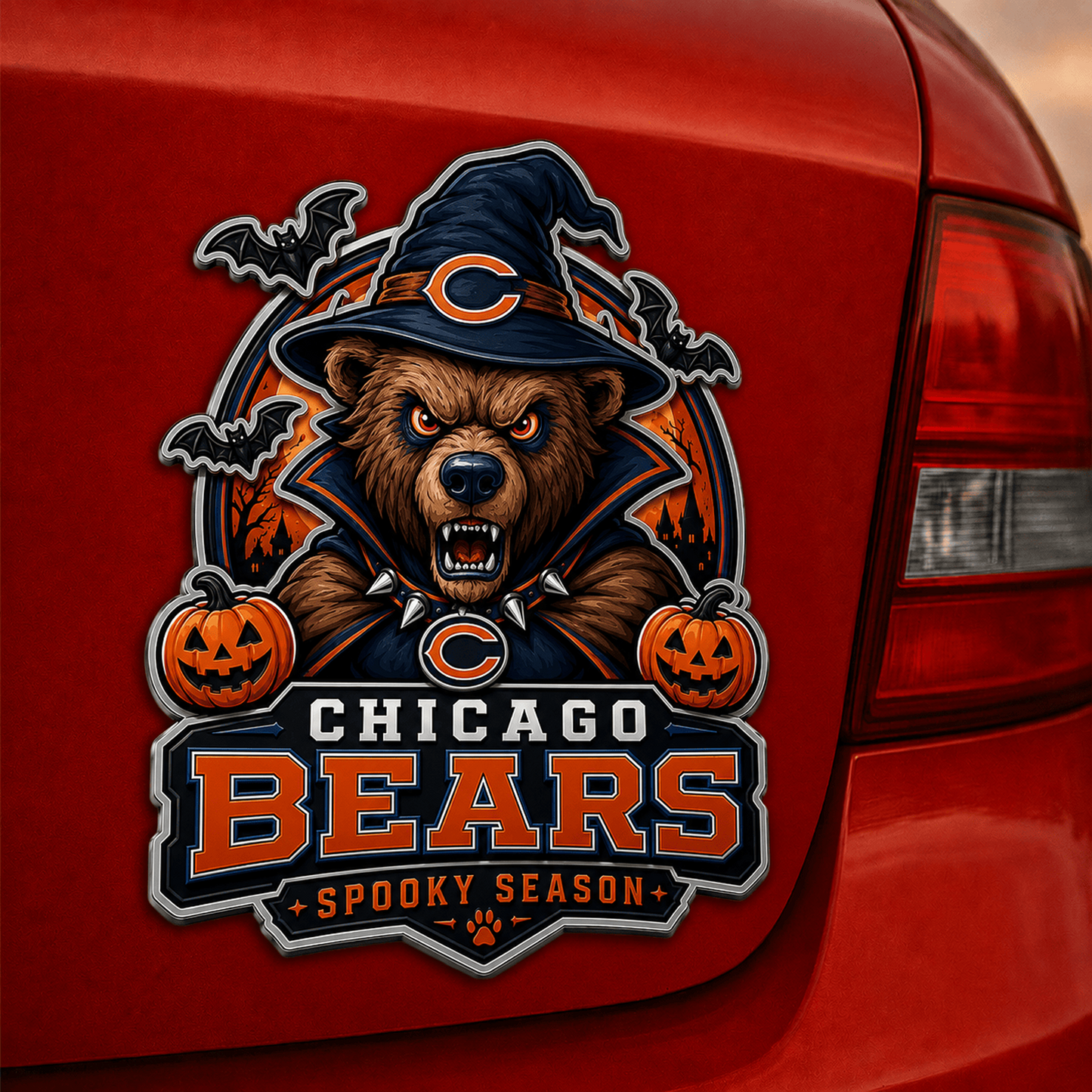 CHI x NFL Halloween Edition Car Namge Badge