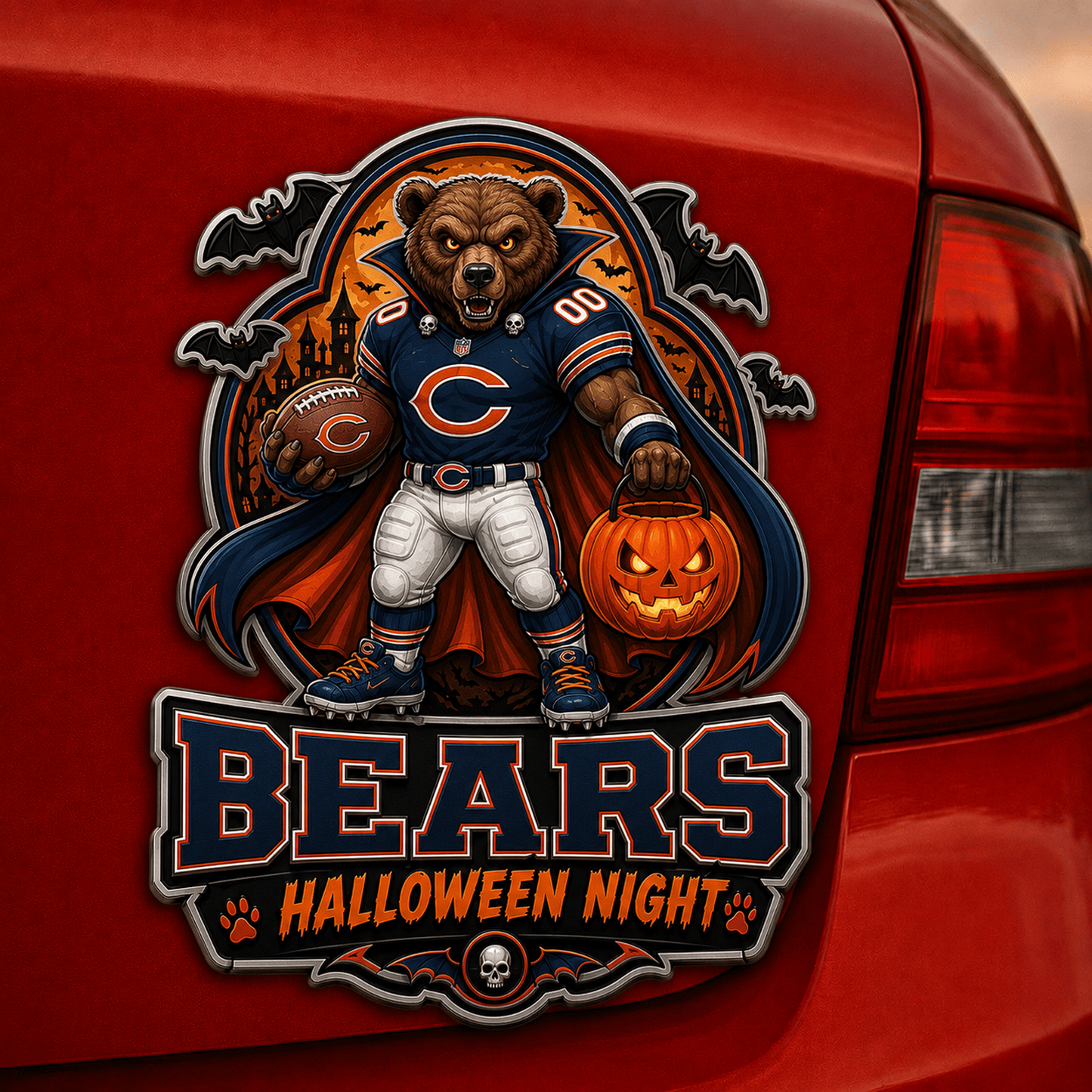 CHI x NFL Halloween Edition Car Namge Badge