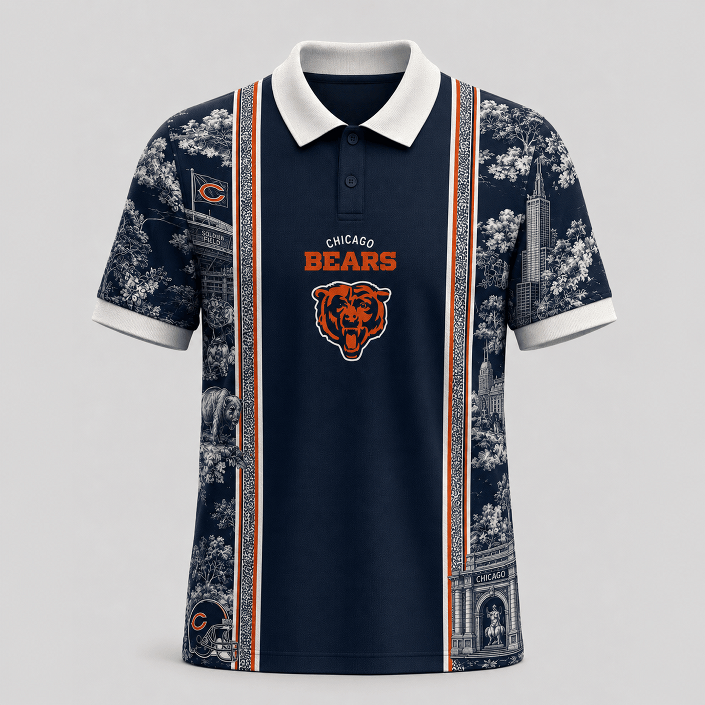 CHI x NFL Heritage Cityscape Polo Shirt for Loyal Fans