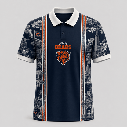 CHI x NFL Heritage Cityscape Polo Shirt for Loyal Fans