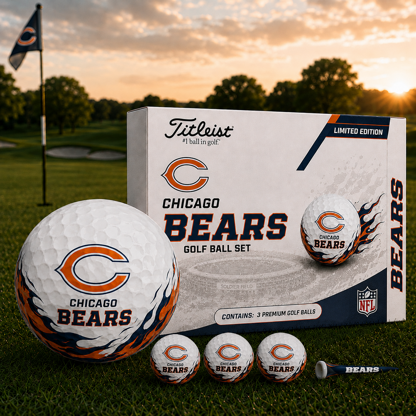 CHI x NFL Inspired Golf Ball Set  3 Premium Golf Balls