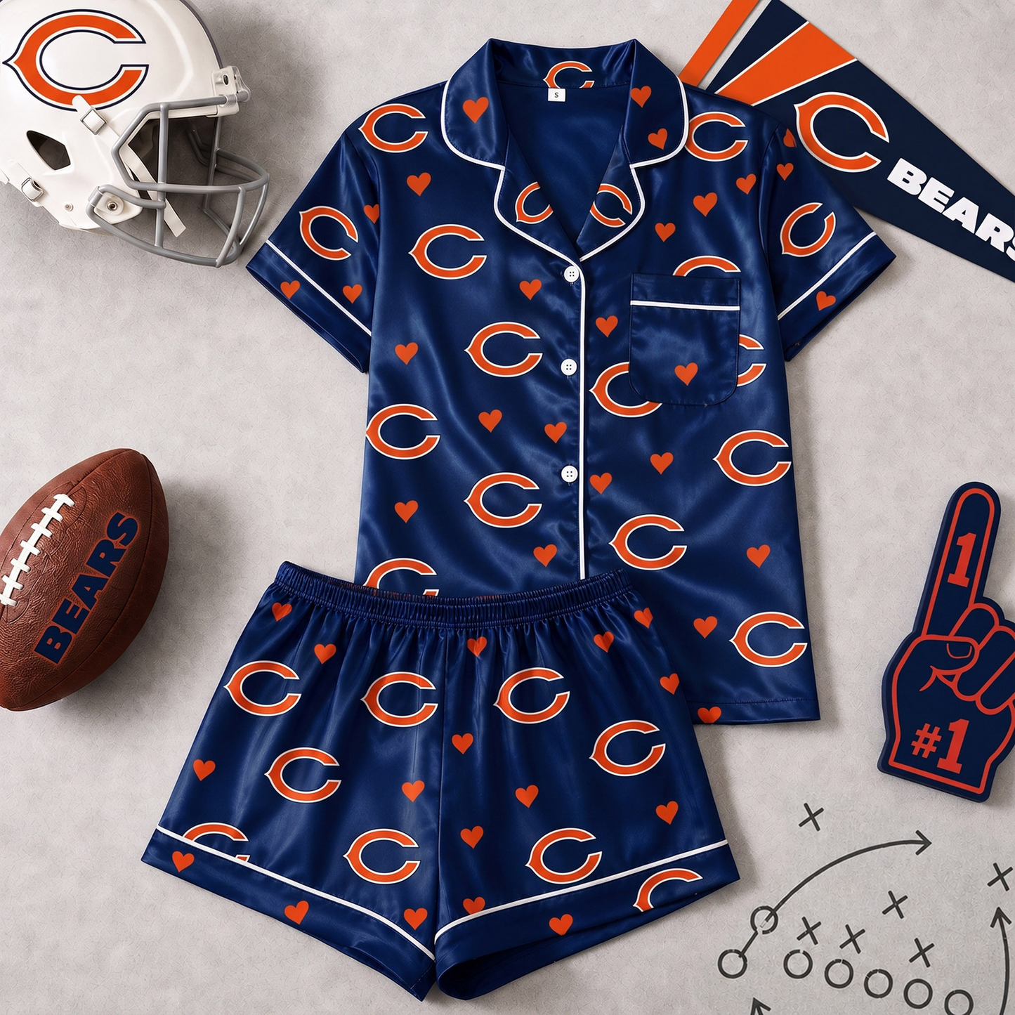CHI x NFL Love Satin Pajamas Set