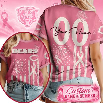 CHI x NFL Premium Butterfly Ribbon Custom 3D Shirt