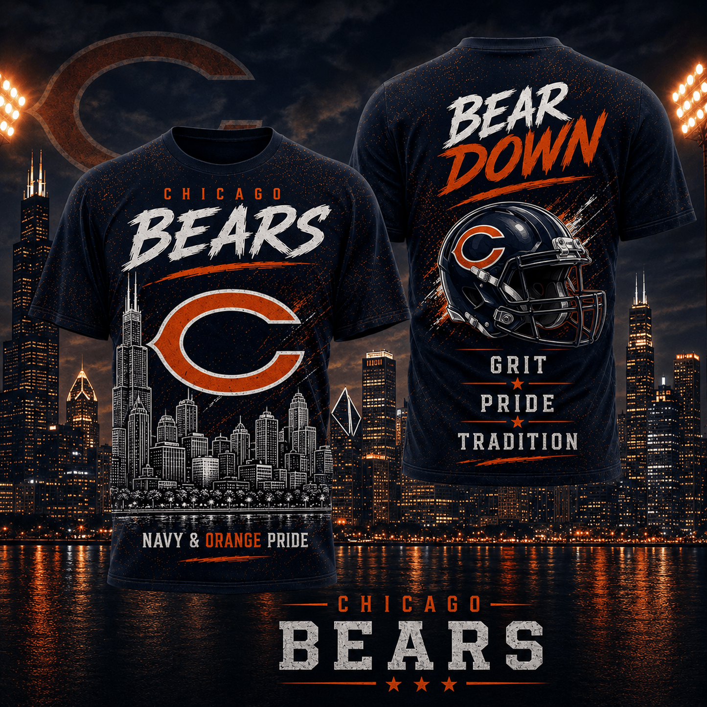 CHI x NFL Premium Skyline Pride Football T-Shirt
