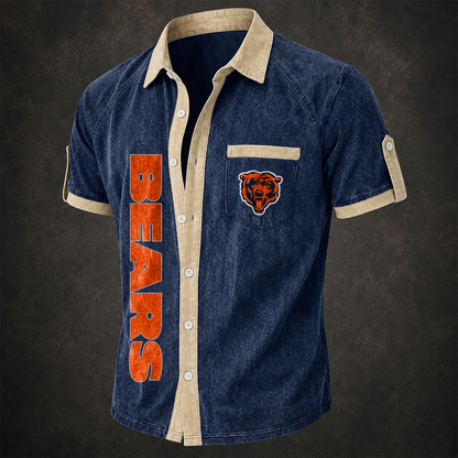 CHI x NFL Short-Sleeve Button-Up Sports Shirt